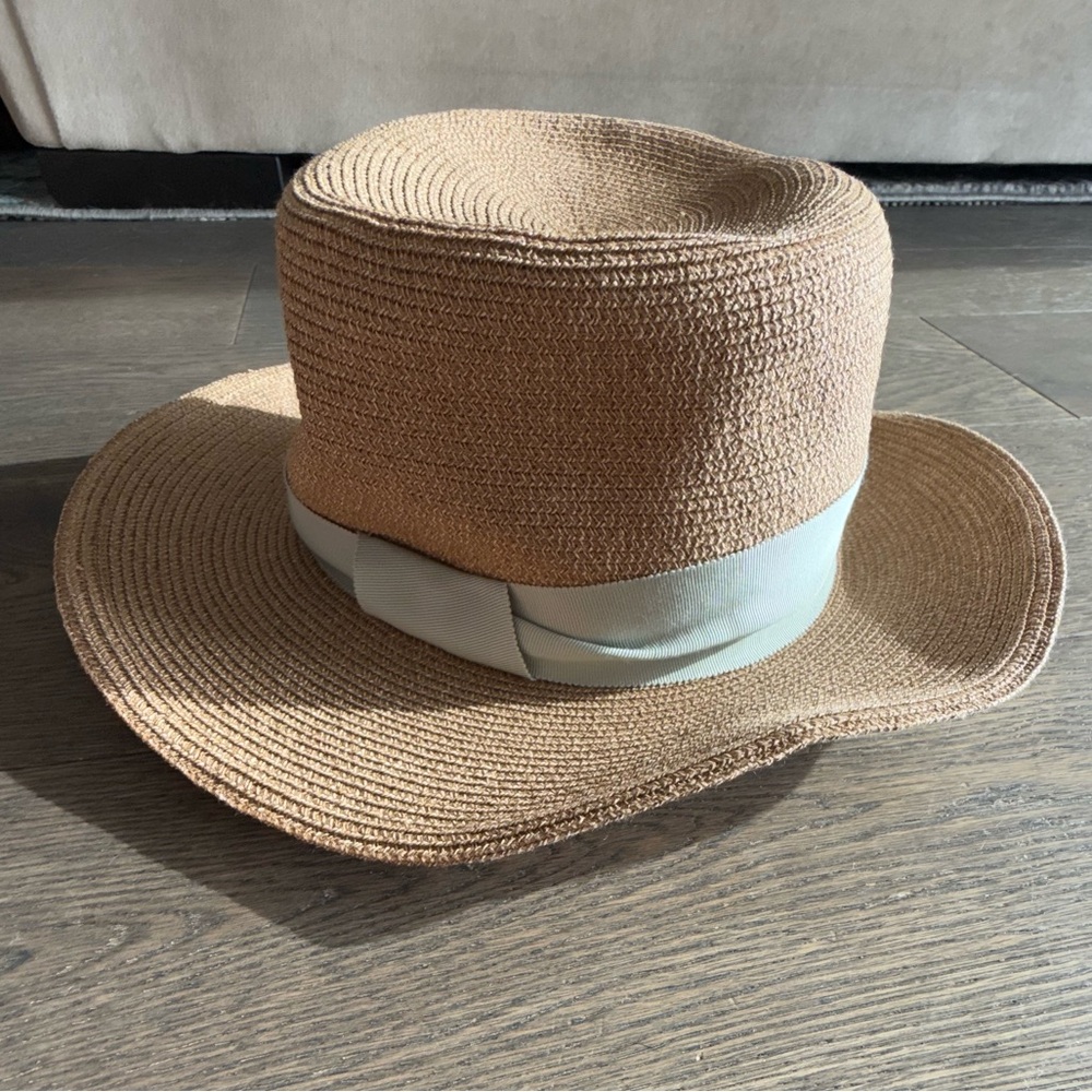 Theory x Gigi Burris Millinery Woven Straw Fedora Hat with Light Band - Picture 3 of 3